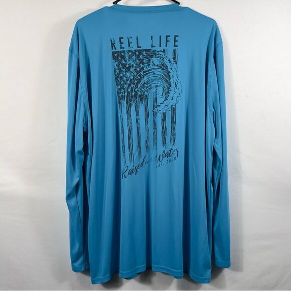 Reel Life Men's Sun Defender Lightweight Long Sleeve UV Tee Aqua Blue 0697 - Picture 5 of 8